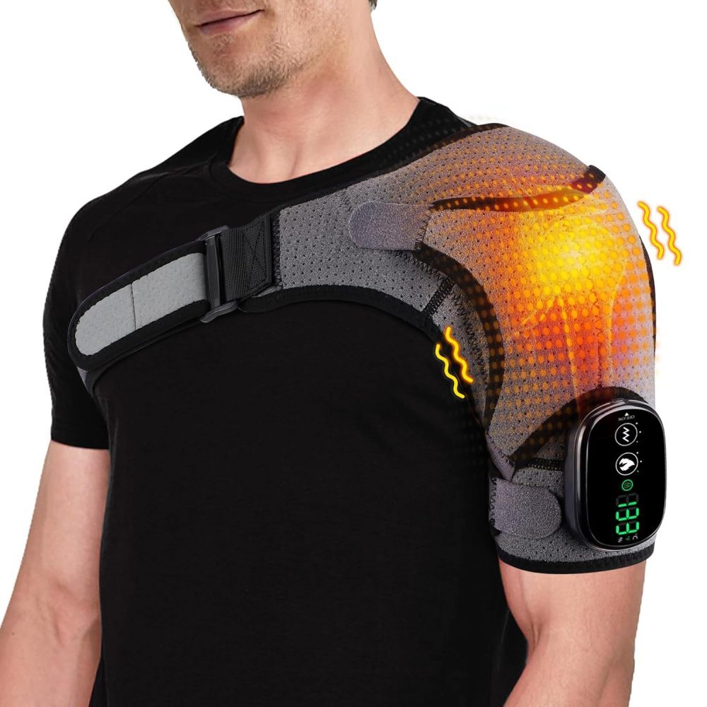 Electric Heated Vibration Shoulder Massager Shoulder Brace for Joint Pain Relief