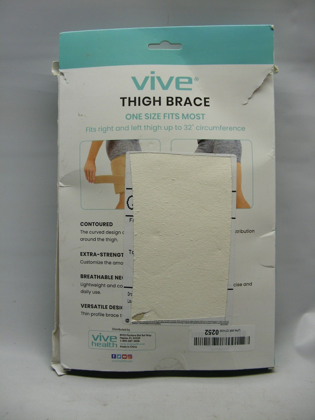 VIVE Thigh Support Brace One Size fits Most Right or Left up to 32″ Beige