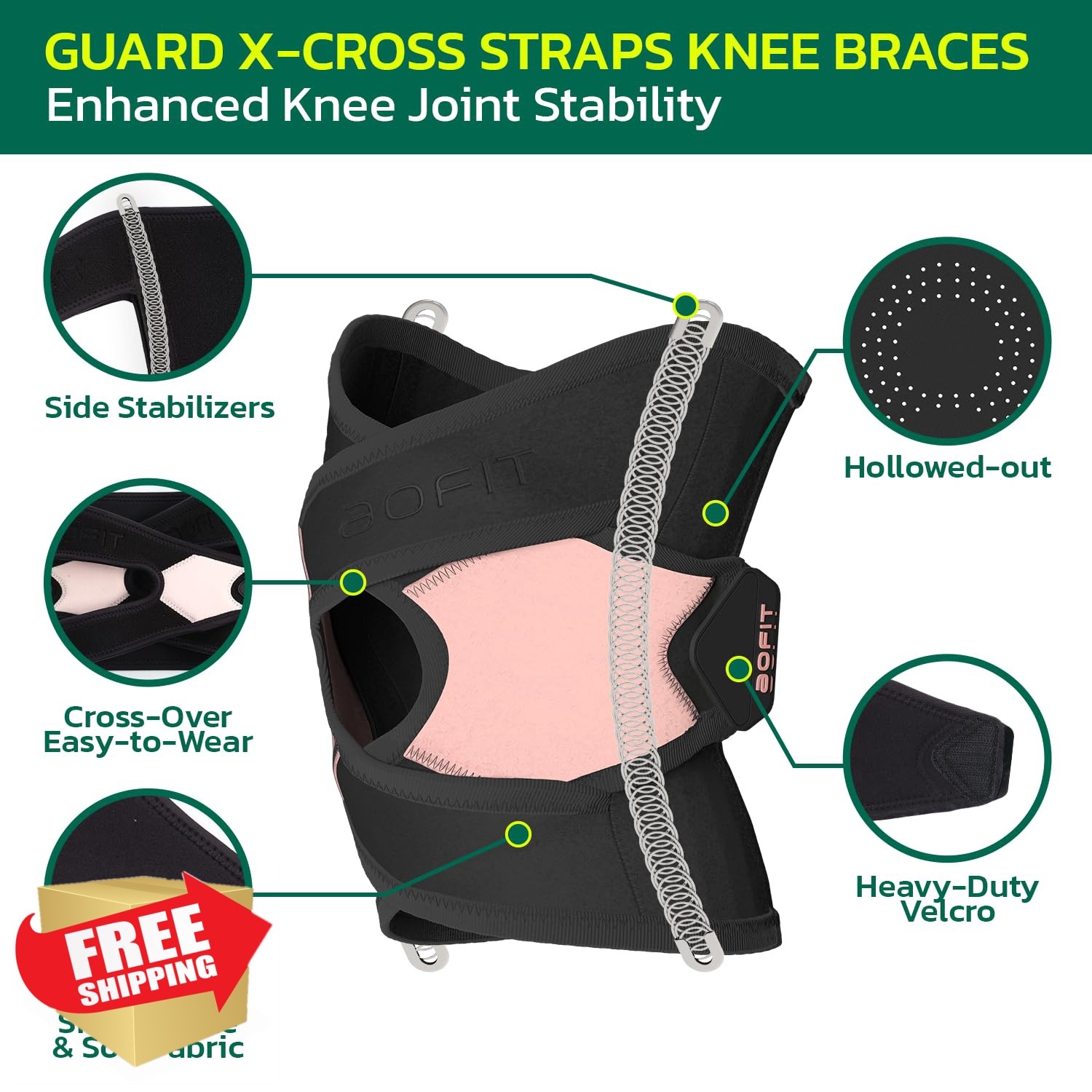 aoFIT Knee Brace Large Onyx Blush