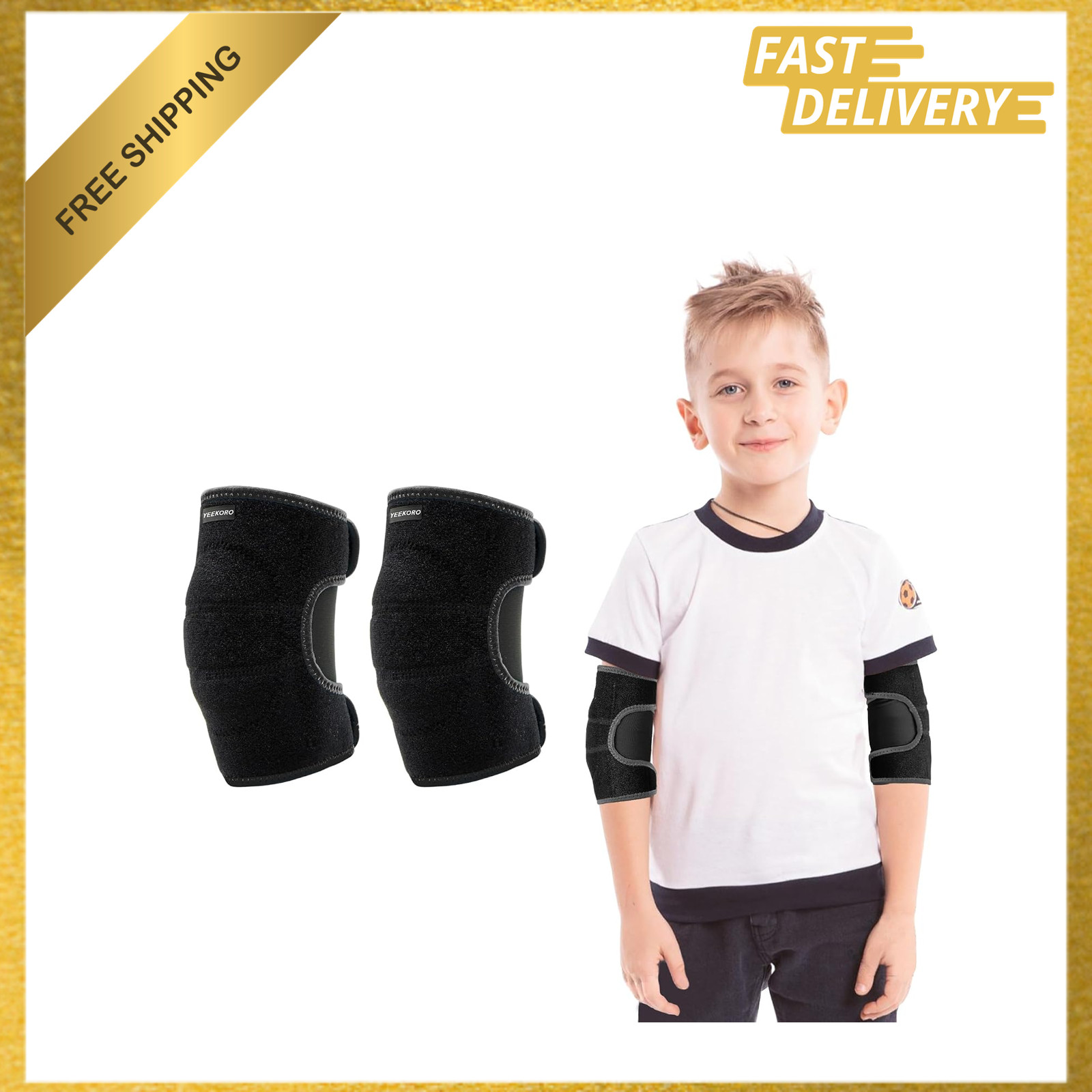 Kids Elbow Brace with Adjustable Compression Support, Breathable Elbow Sleeve