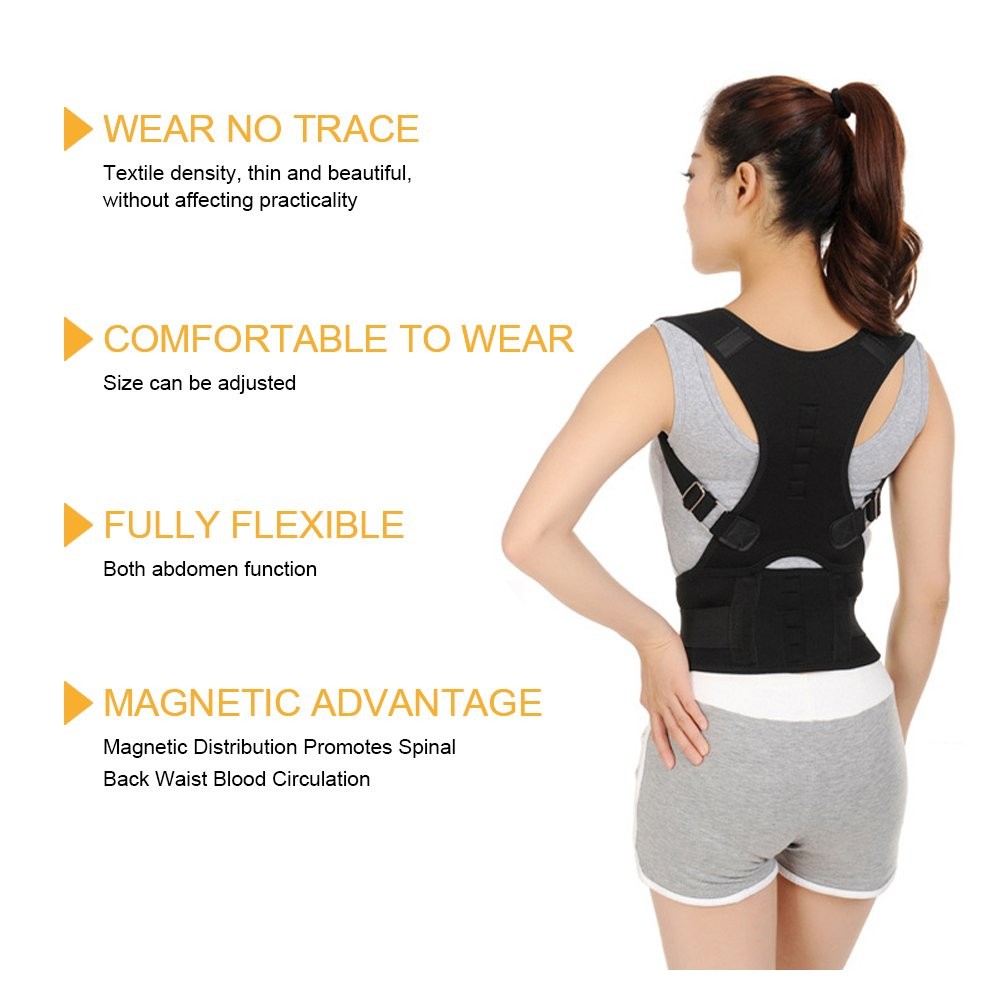 MOHUACHI Thoracic Back Brace Posture Corrector- Magnetic XX-Large, Black