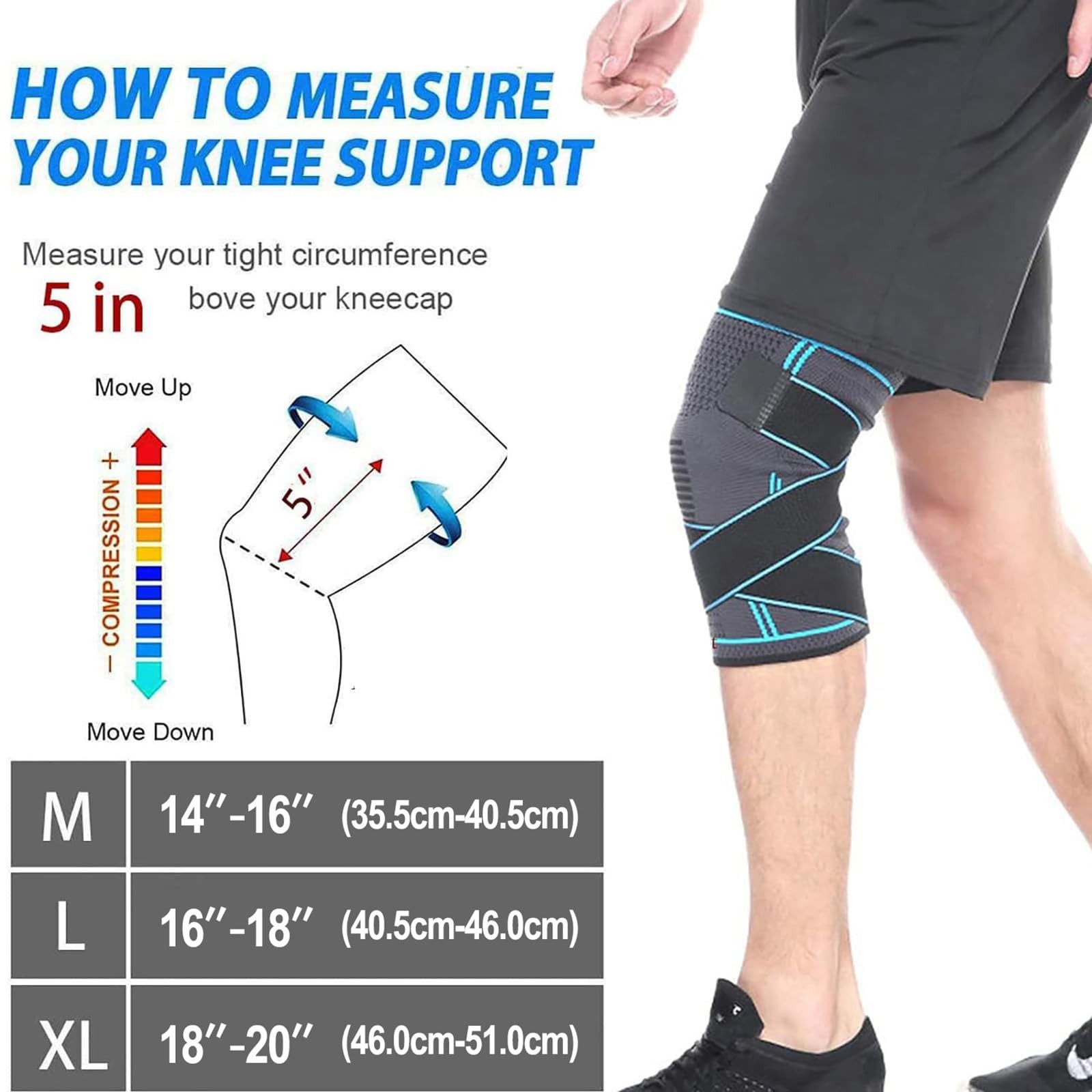 Seitaku Knee Brace for Men Women, Compression Sleeve Medium, NavyBlue