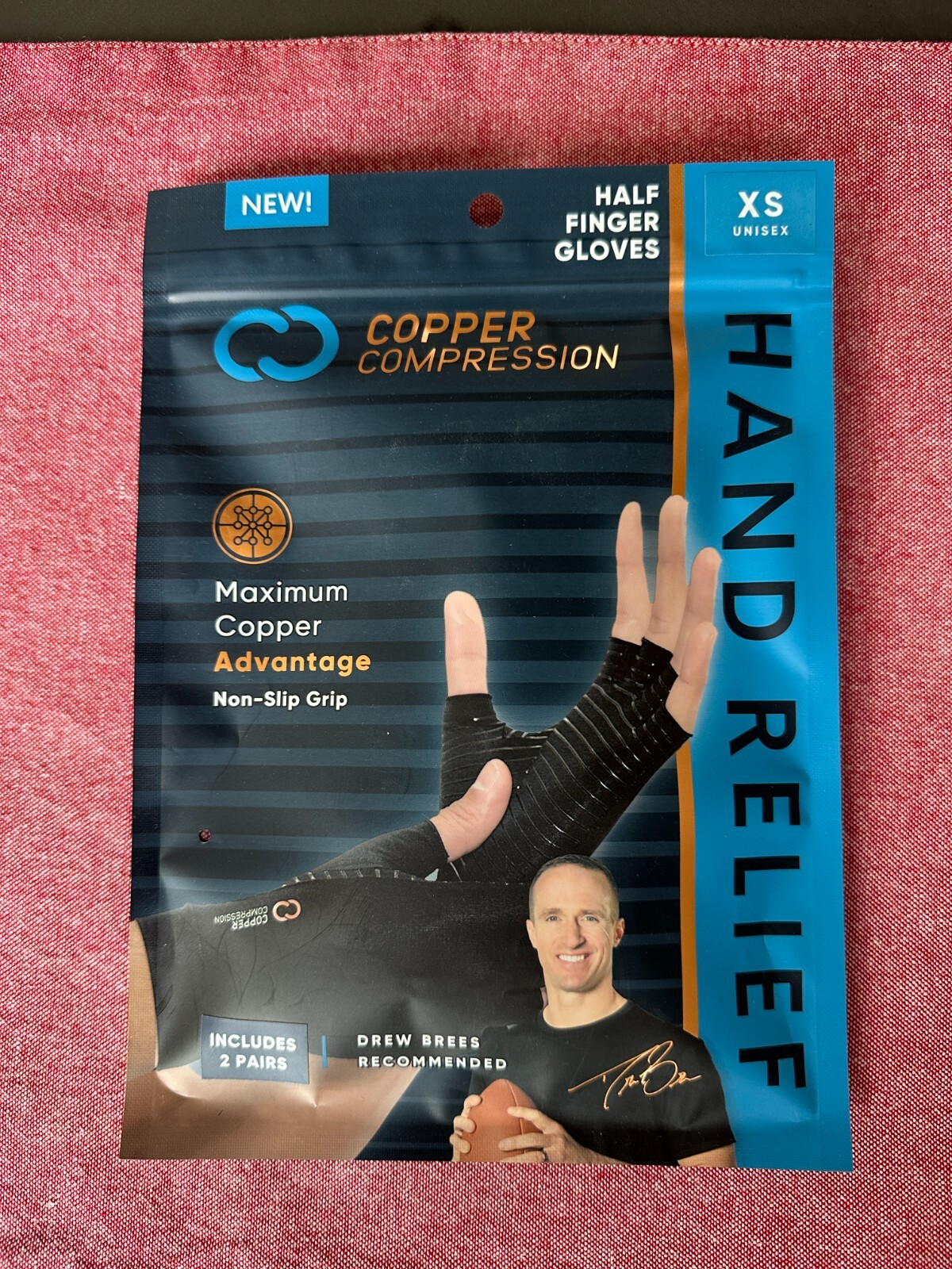 Copper Compression Arthritis Gloves Fingerless Arthritis Carpal XS (2 Pair)