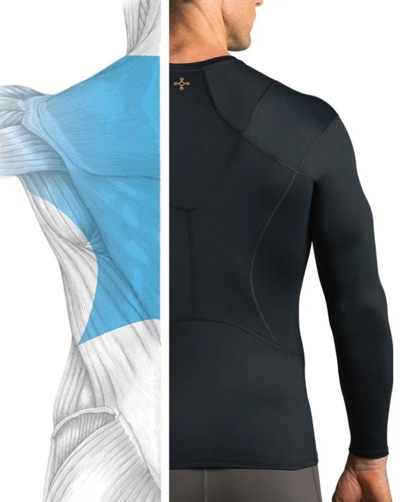 Tommie Copper White Long Sleeve Shoulder Support 2XL Upper Back Pain Brace Shirt