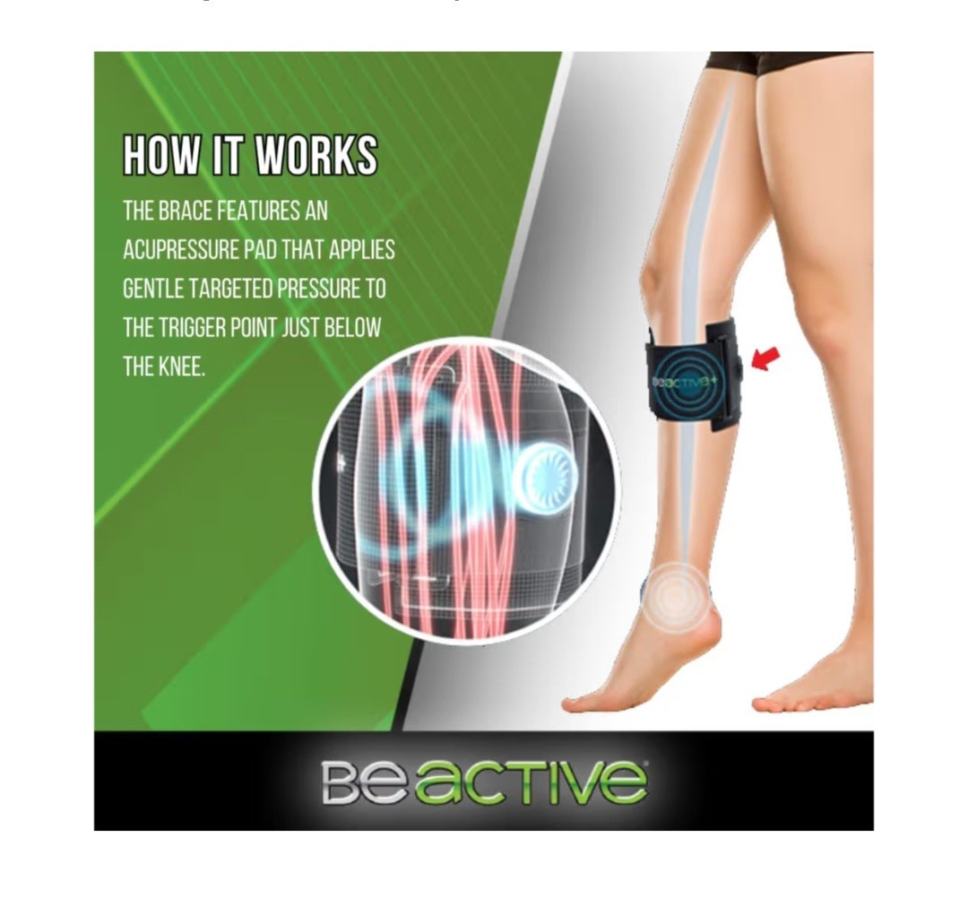 BeActive Plus Adjustable Sciatica Pain Relief Brace Black Neoprene Calf Wrap