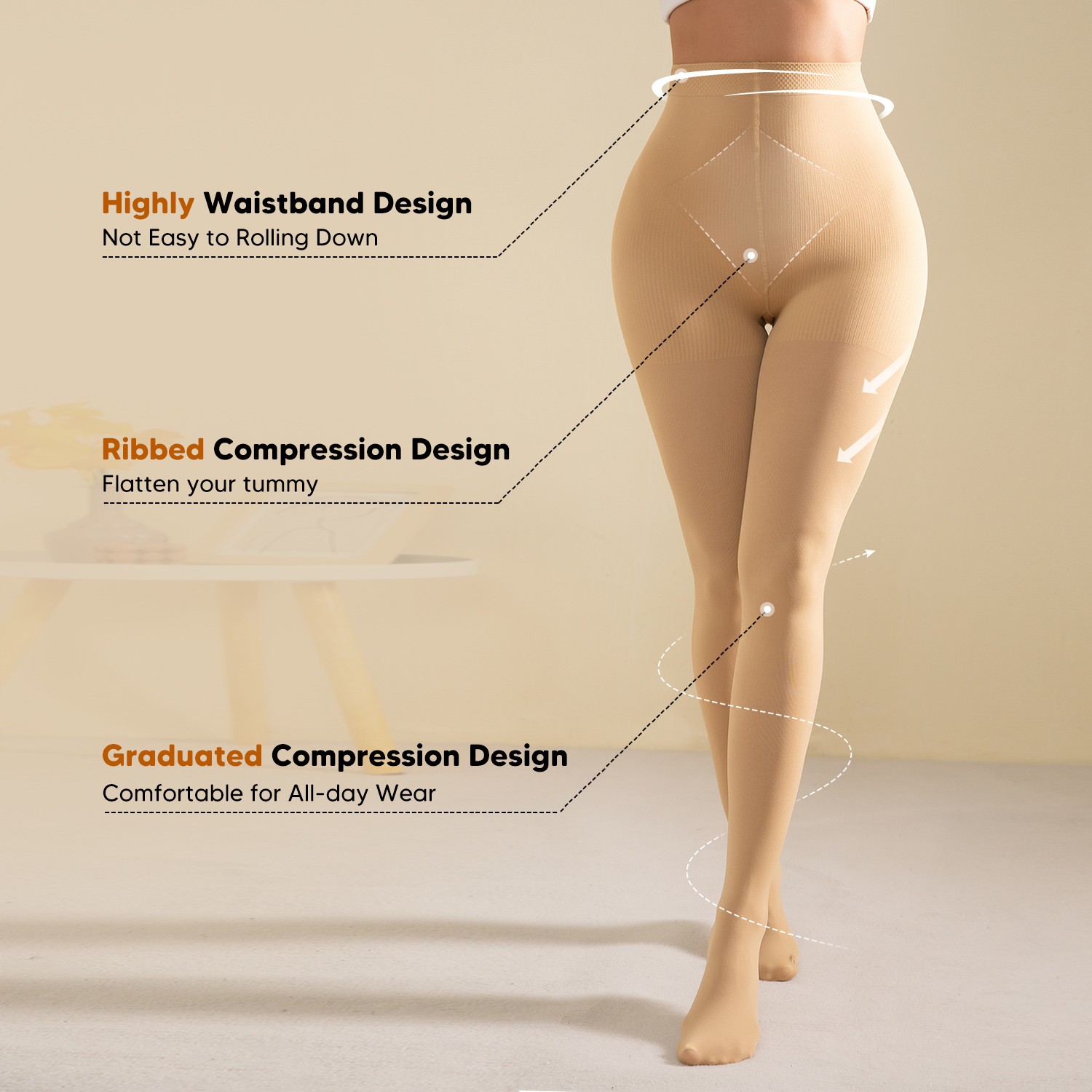 Pantyhose Compression Stockings Support Fashion Women High Leg Slimming Hip Up