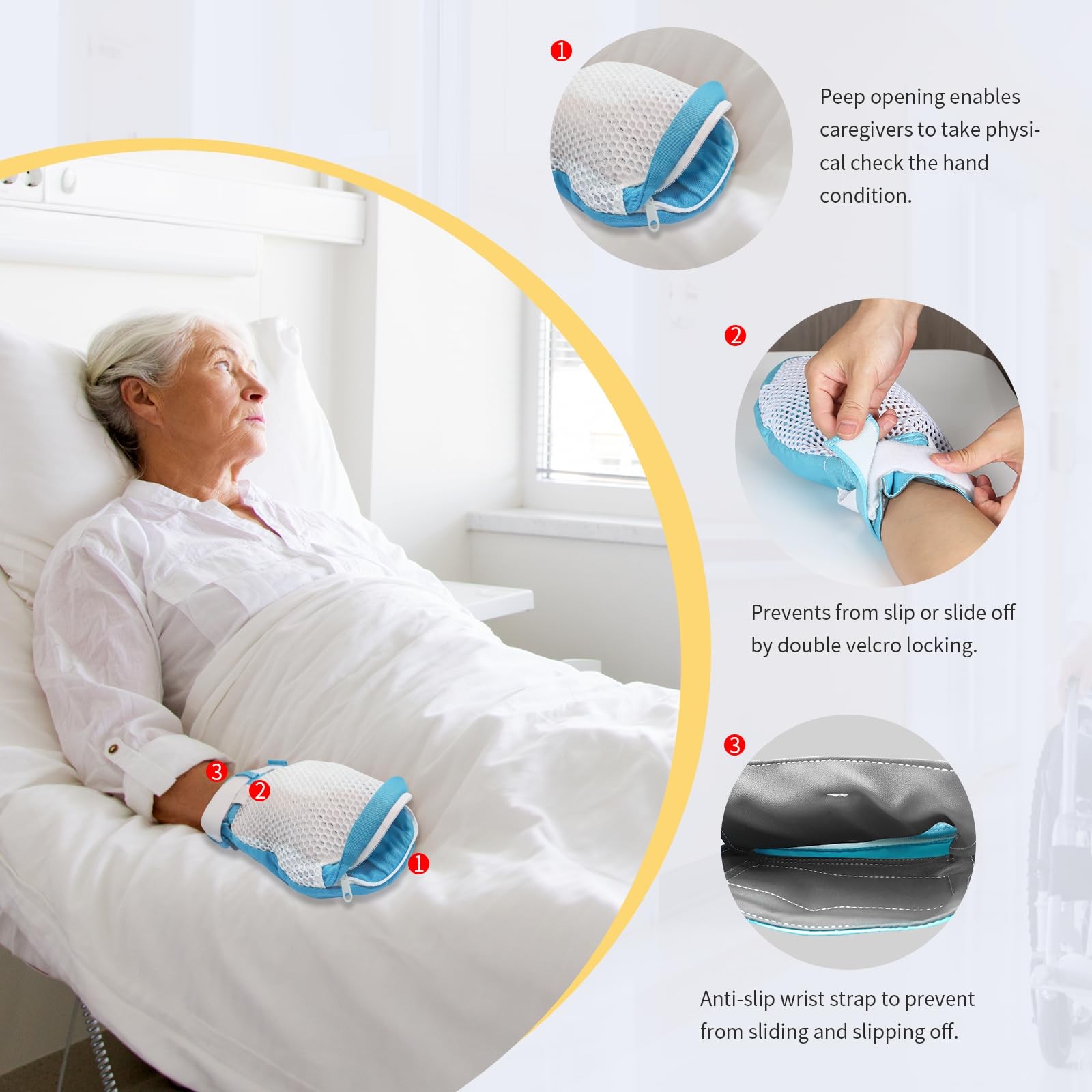 Restraint Gloves for Dementia Patient, Assistance Glove with Zipper Opening F…