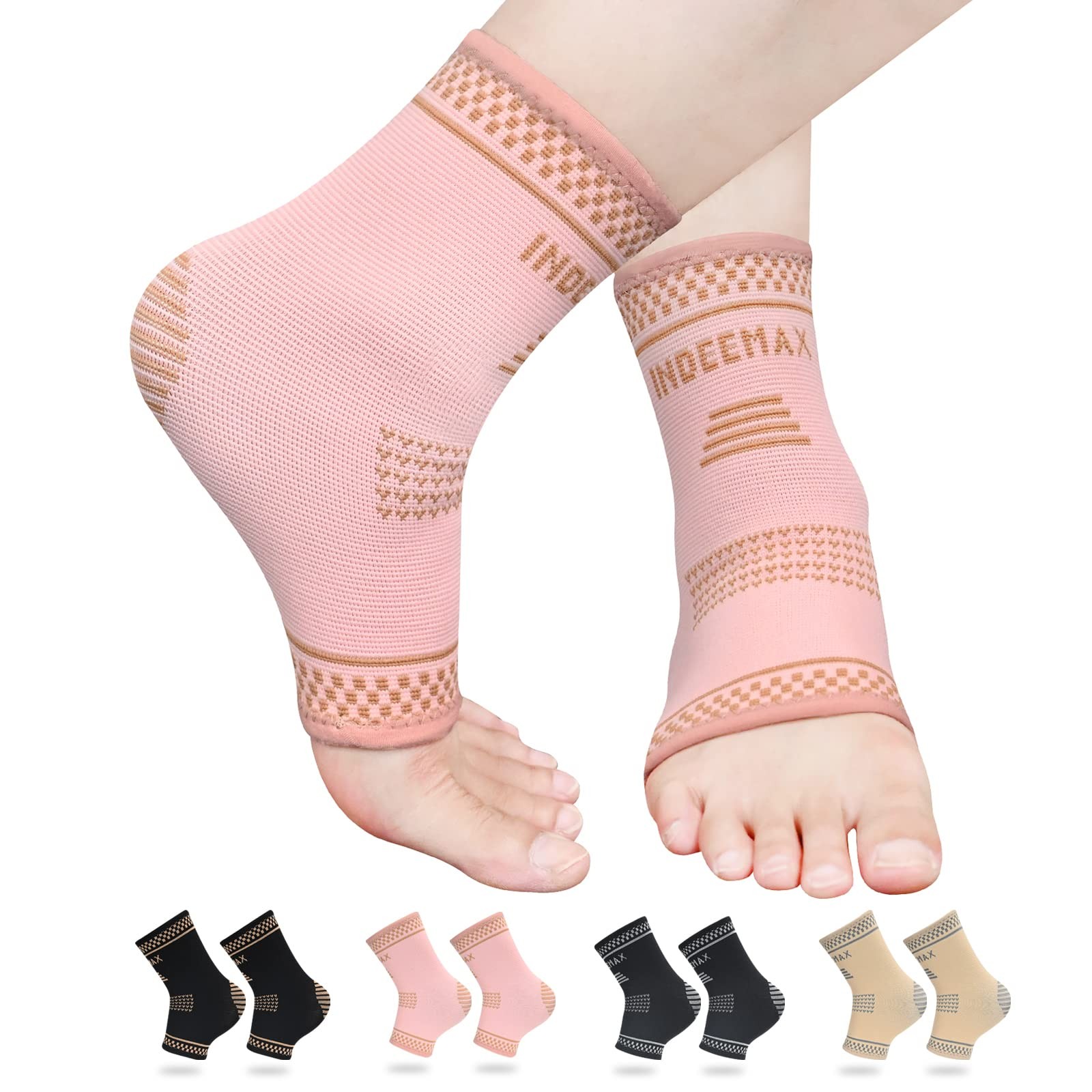 Medium Golden Pink Copper Ankle Brace, Left, Right, Compression Support Sleeve