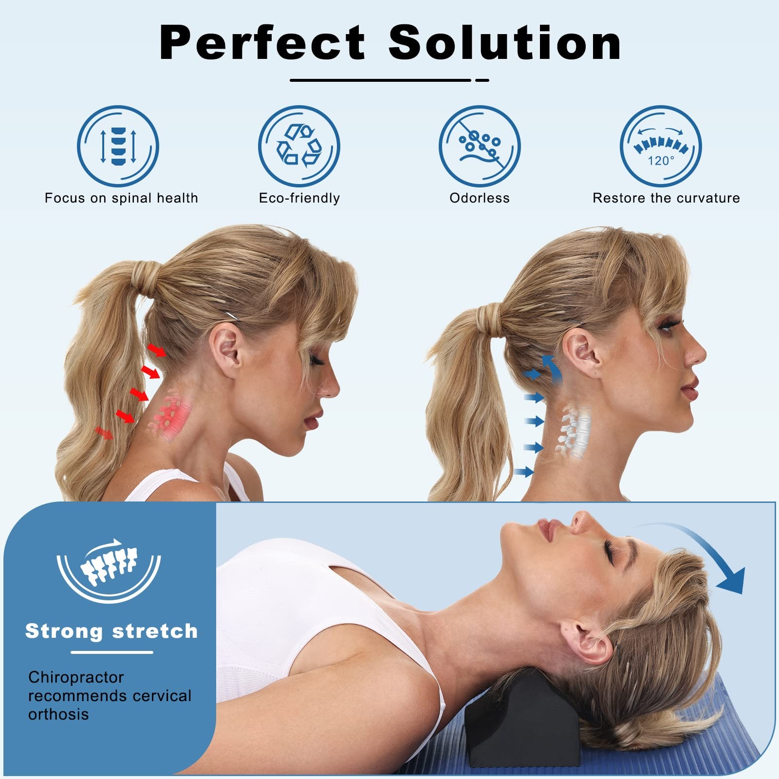 WANYIDA Neck Stretcher Chiropractic Pillows for Neck Pain Relief, Cervical Tr…