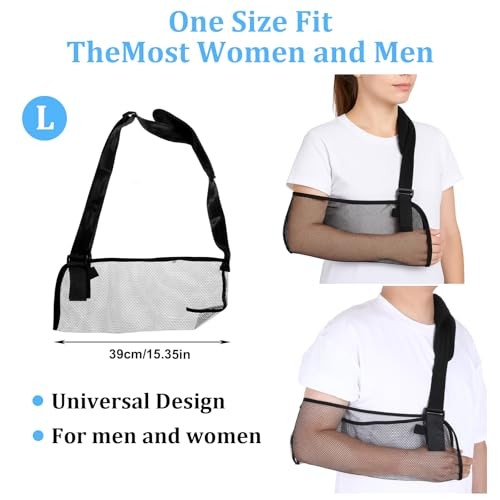 Adjustable Mesh Shoulder Arm Sling Immobilizer for Left/Right Arm – Black