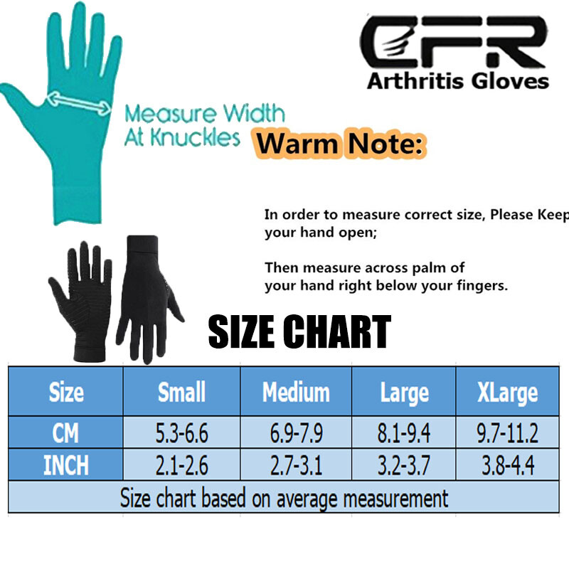 Copper Compression Gloves Therapy Circulation Pain Full Finger Arthritis IA