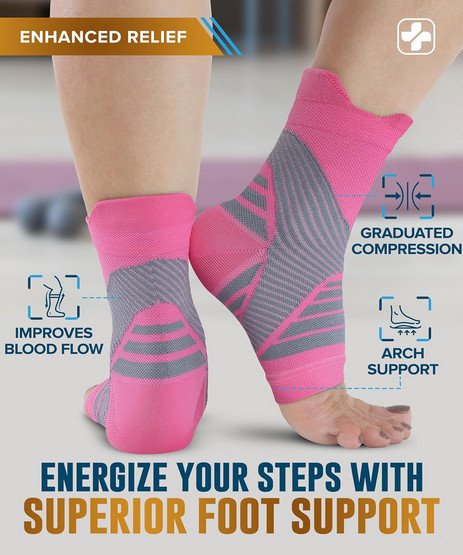 Copper Ankle Sleeve Compression Support Brace Toeless Sock Men Women