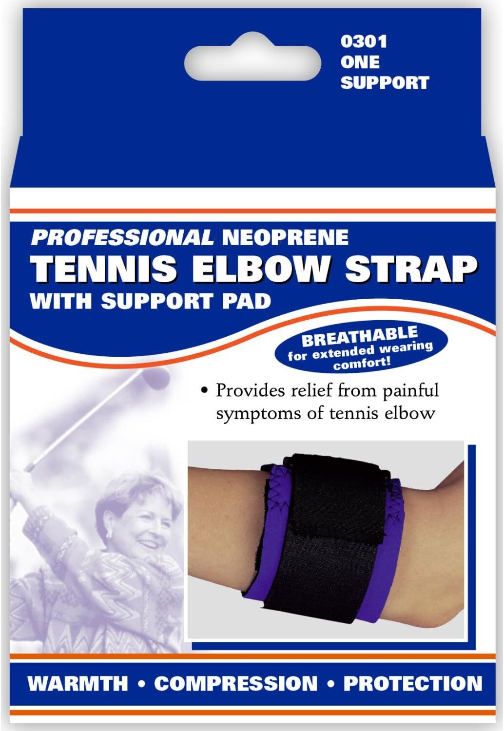 OTC/Champion Neoprene Tennis Elbow Strap w/Pressure Pad Black Small