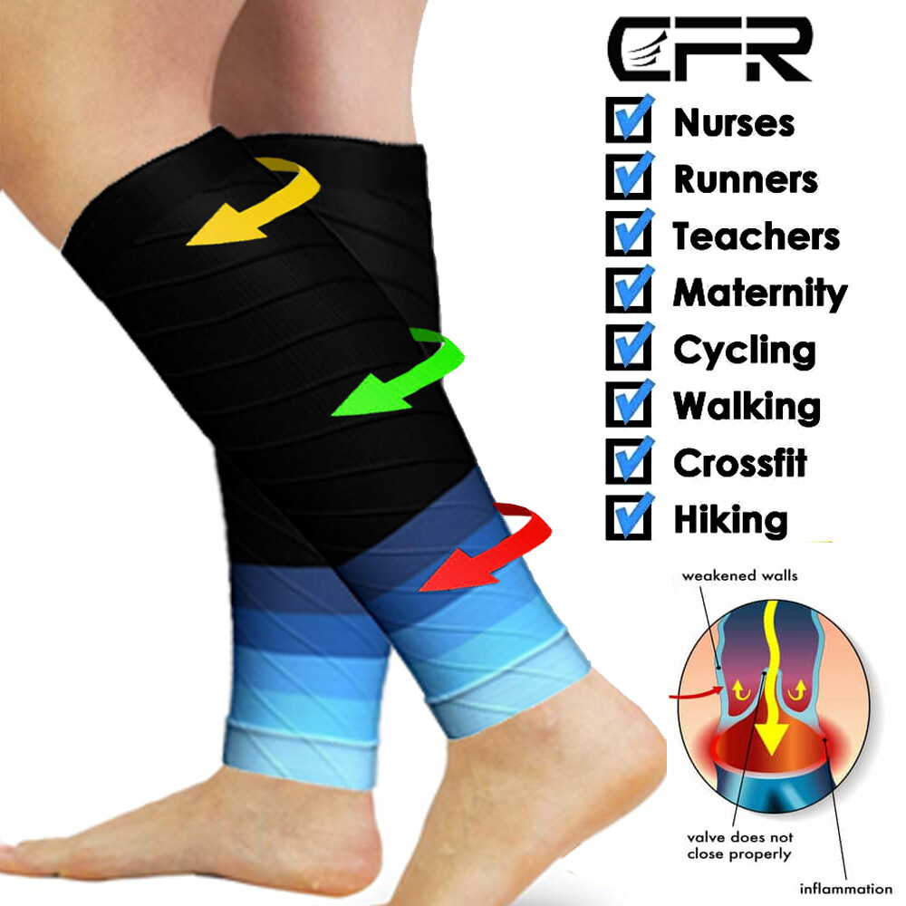 Pair Compression Socks Calf Sleeve Leg Support Brace 15-20mmHg Men Women Running
