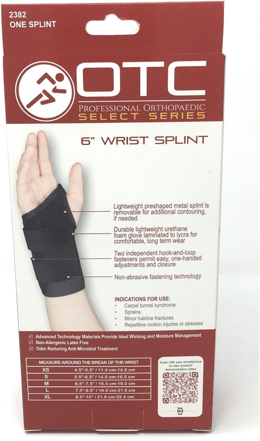 OTC Wrist Splint, 6-Inch, Select Series, X-Small (Left Hand)Wrist sprains, strai
