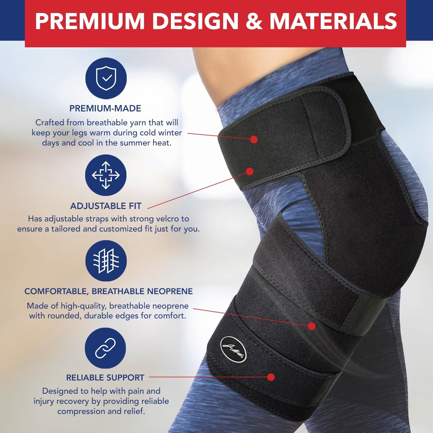 Stabilizing Hip Support Brace for Sciatica and Thigh Pain Relief – Black L/XL