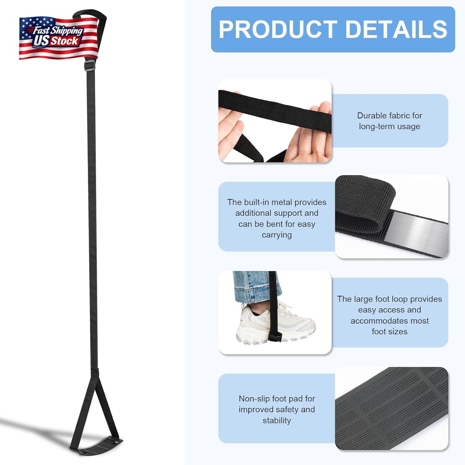 Rigid Leg Lifter for after Knee Surgery, Extra Long Leg Lifters for Elderly, Adj