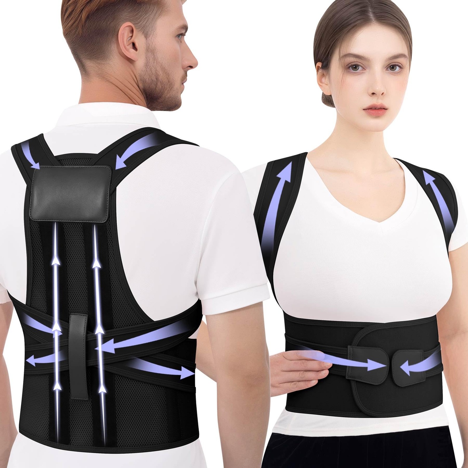 Posture Corrector for Women and Men, Full Back Brace Small, Black
