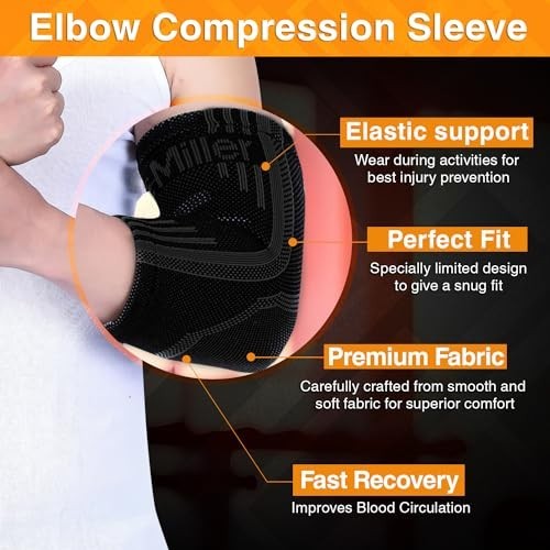 Elbow Compression Sleeve for Tendonitis Tennis Elbow Relief Men Women 2 Pack
