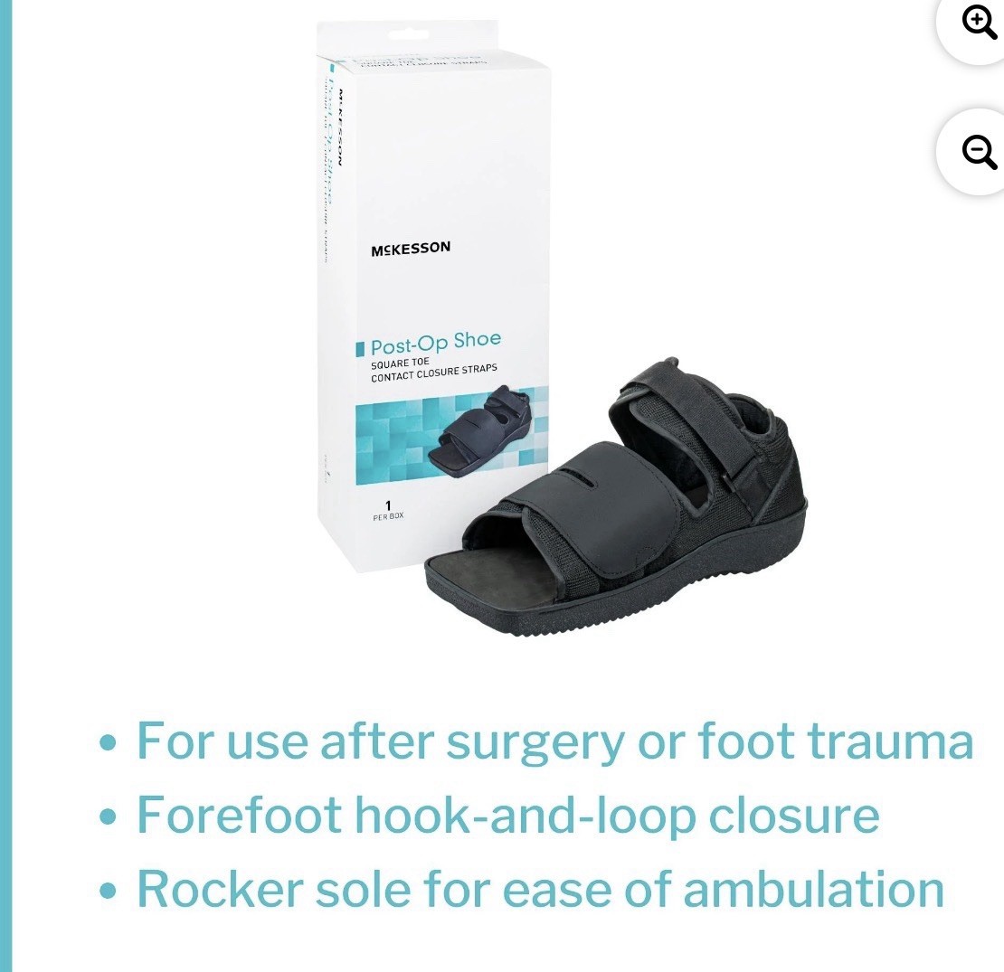 McKesson Black Post-Op Shoe Medium Contact Closure Straps 155-79-81235 Unisex