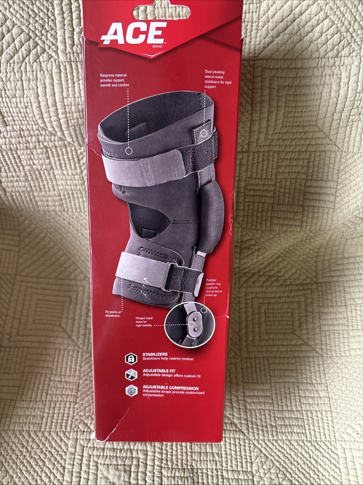 ACE Stabilizing Hinged Knee Brace Left or Right Knee – Unused open box