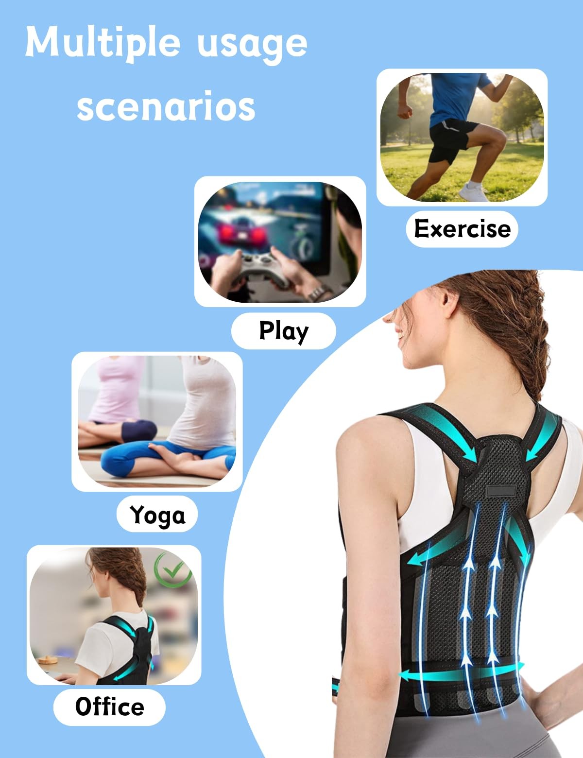 Back Brace Posture Corrector for Men & Women, Upgraded Full Large