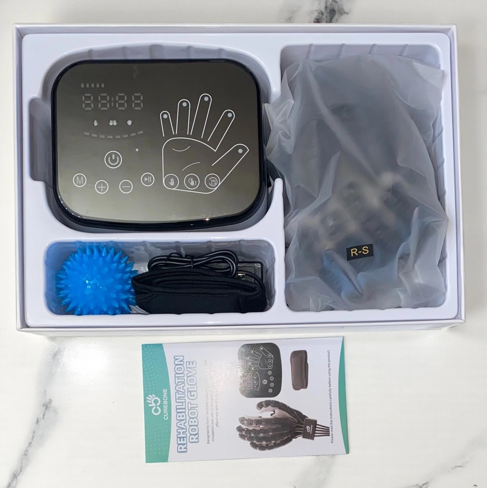 Curebone Training Robot Glove Right Small Stroke Recovery Therapy Finger Rehab.