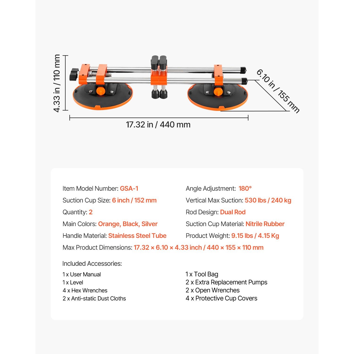 Seamless Seam Setter, 2 Packs, Granite Seam Setter with 6 in Vacuum Suction Cups