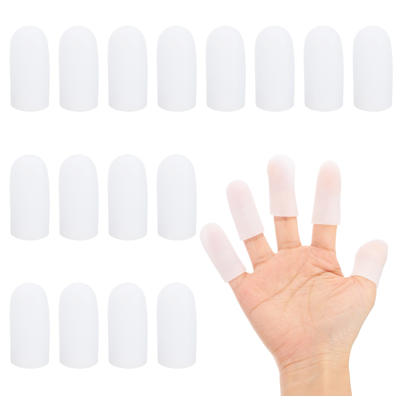 20 Pcs 1.6″x0.79″ Gel Finger Cots Silicone Finger Tip Protector Support White