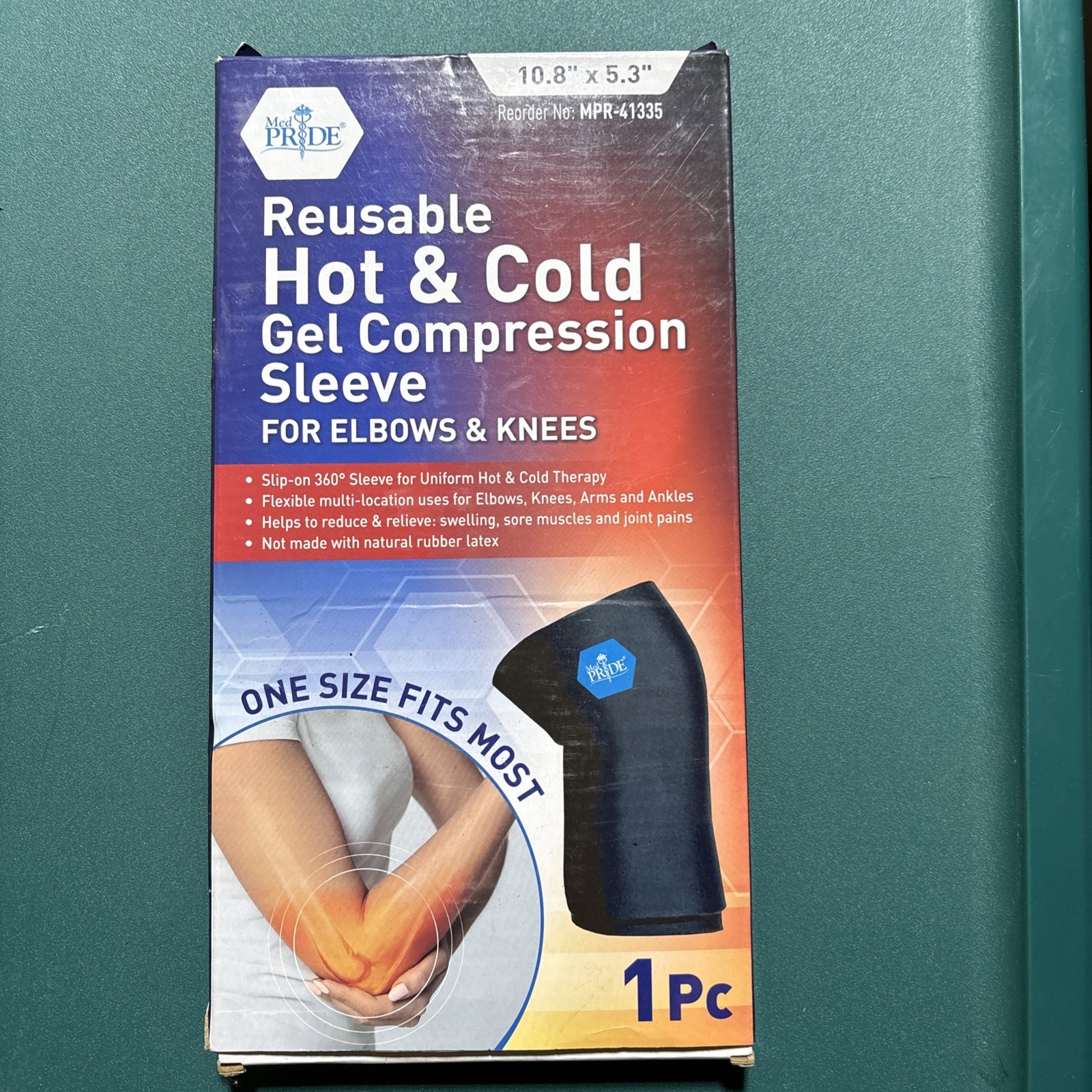 MED PRIDE Reusable Hot & Cold Gel Compression Sleeve For Elbows Arms Knees 1 Pc