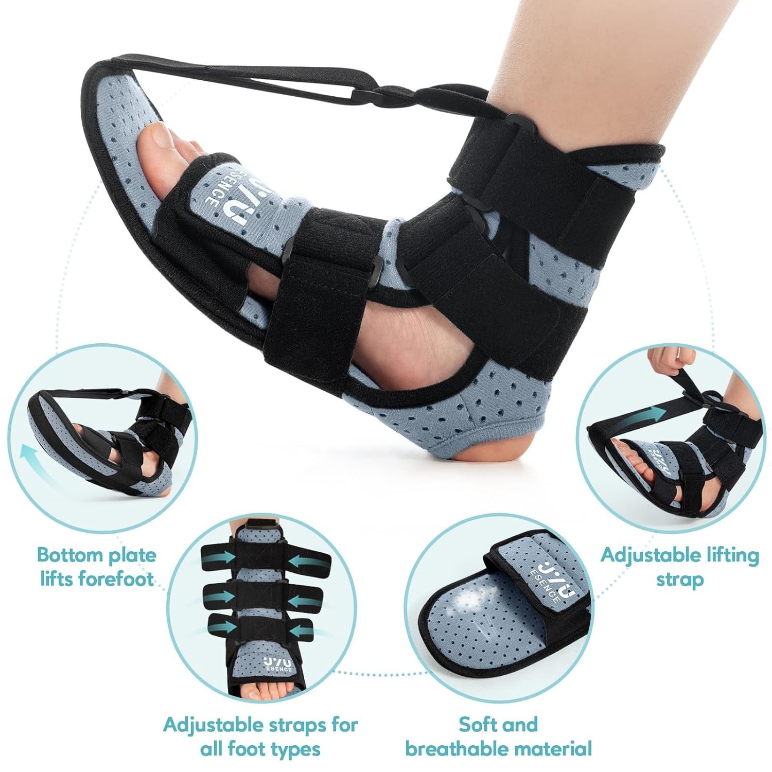 Adjustable Night Splint for Plantar Fasciitis Relief – Unisex Foot Brace, Large