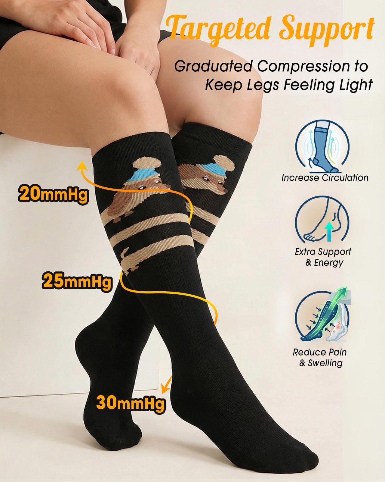 Cotton Compression Socks for Women Men 20-30mmHg Knee High Support Socks Circ…