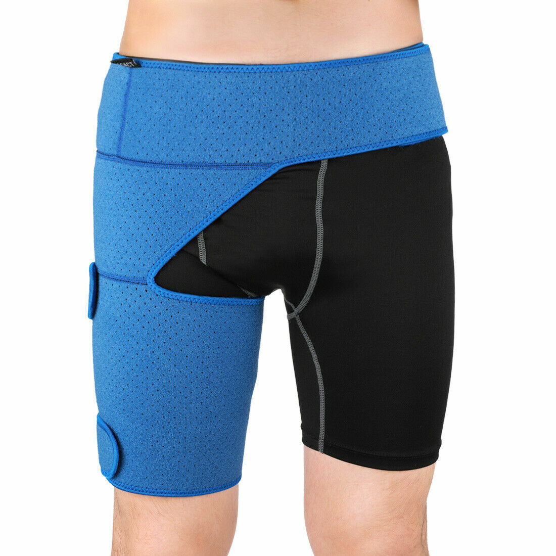 Doact Blue Perforated Breathable Belt Waist Groin Compression Wrap Support Thigh