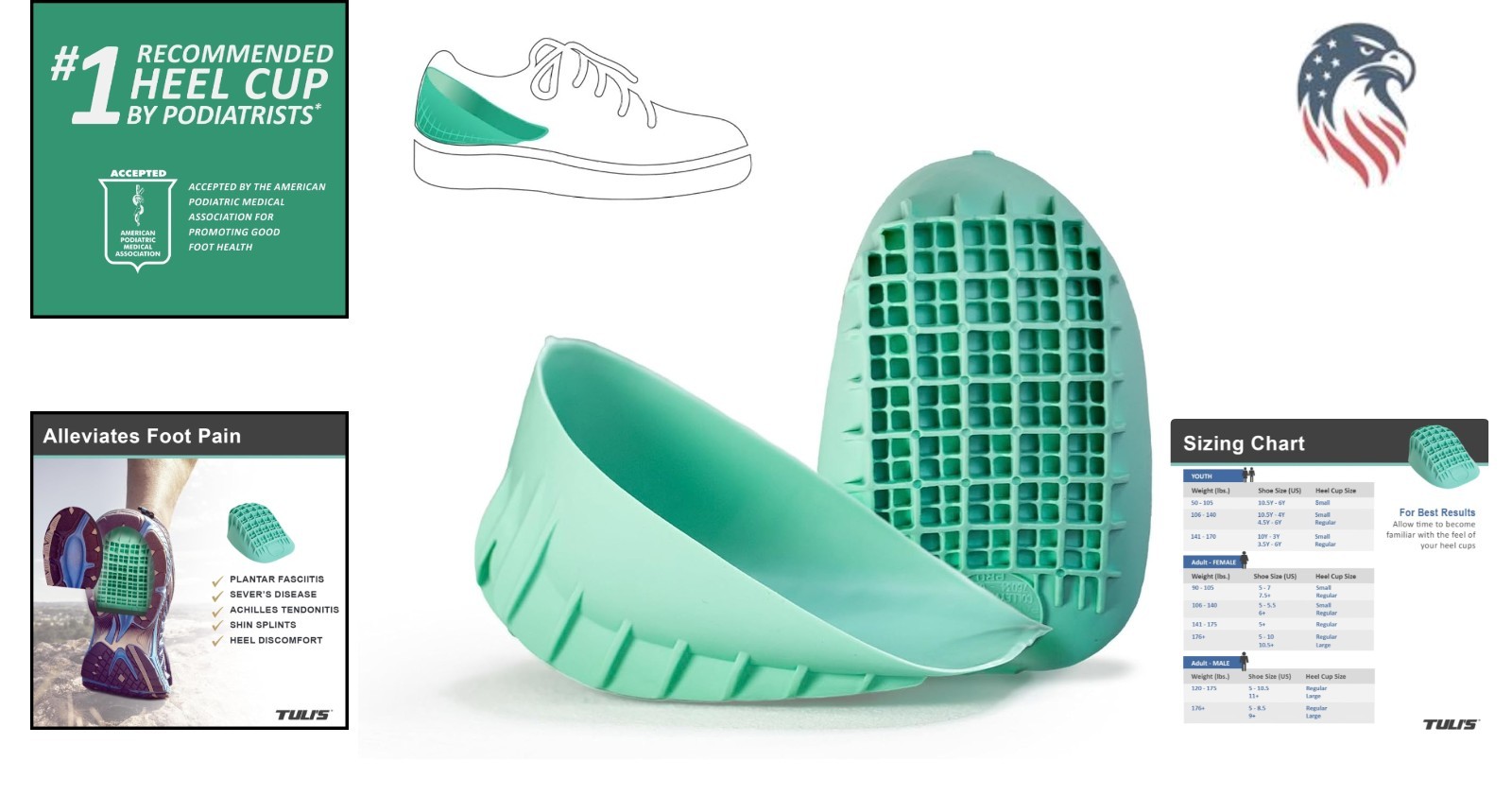 Heavy Duty Heel Cups Compatible with Orthopedic Shoe Inserts Cushioning