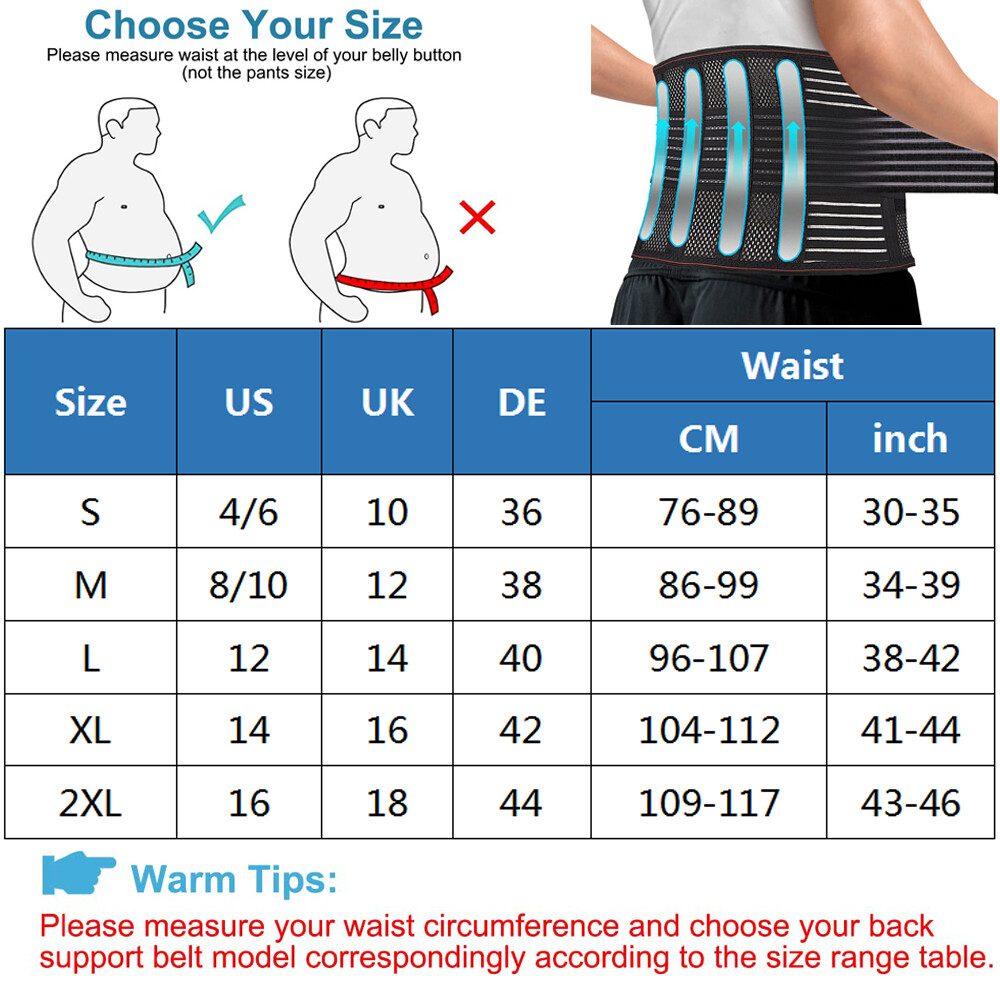 Lower Back Support Waist Brace Lumbar Belt Corset Back Adjustable Protector New