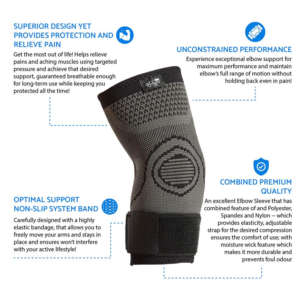 Elbow Brace with Strap for Tendonitis 2 Pack, Tennis Elbow Compression Sleeve…