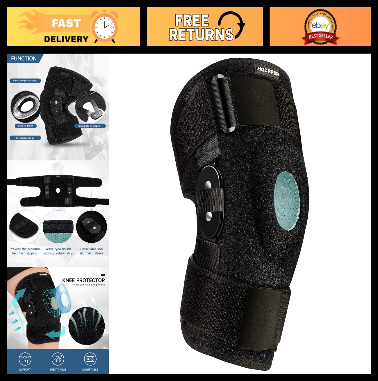 Plus Size Knee Brace XL-8XL, Adjustable Compression for ACL, Arthritis Relief