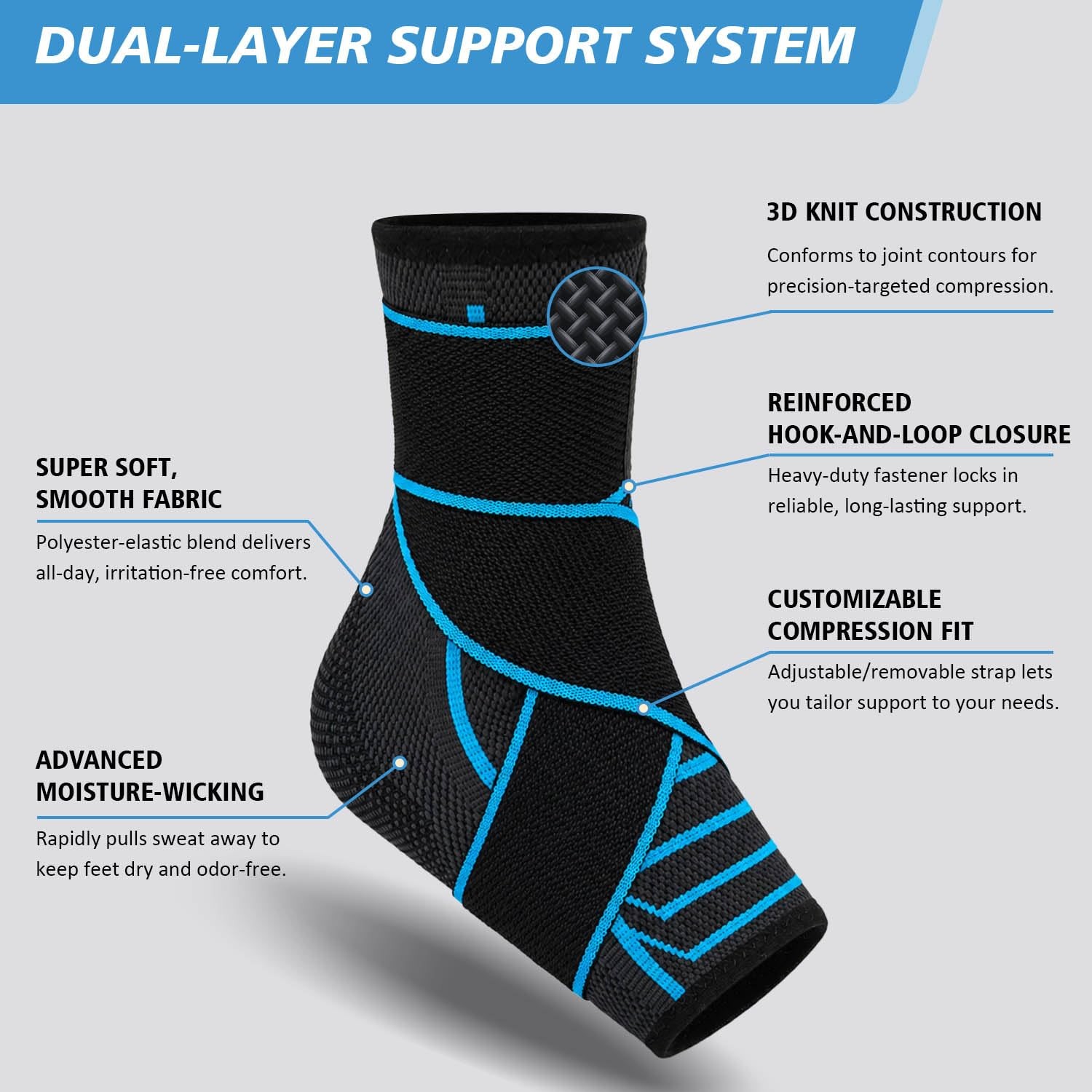 Ankle Brace for Women & Men: Adjustable Straps Compression Support Sleeve for…