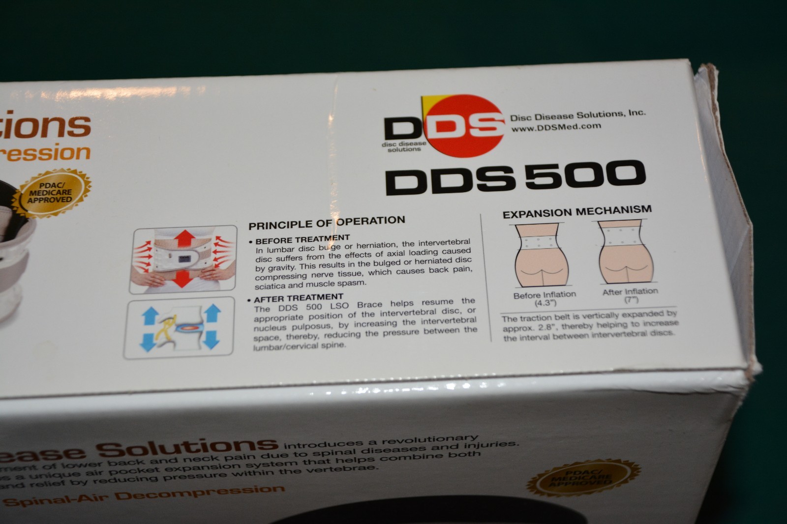 DDS 500 Disc Disease Solutions Back Brace Spinal Air Decompression XXL 2XL