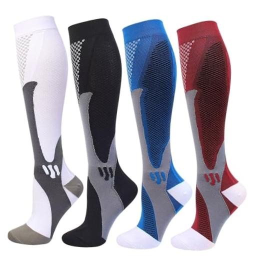 4 Pairs Compression Socks for Men Women 20 Small-Medium Black+blue+white+red