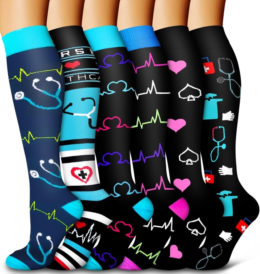 Bluemaple 6 Pack Copper Compression Socks for Women and Men Circulation-Best
