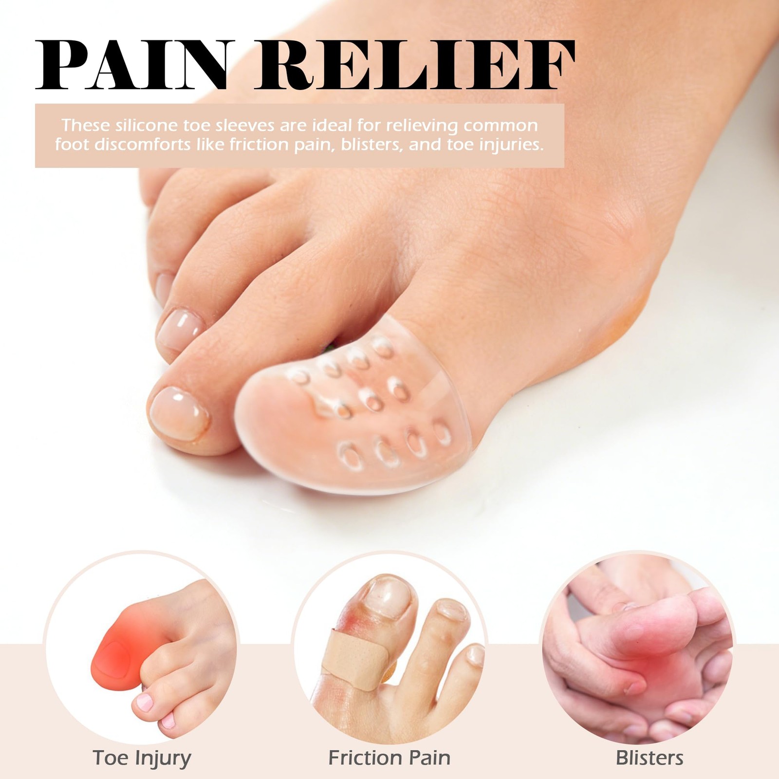 Medsuo 20 PCS Silicone Toe Protectors, Anti-Friction Gel Sleeves