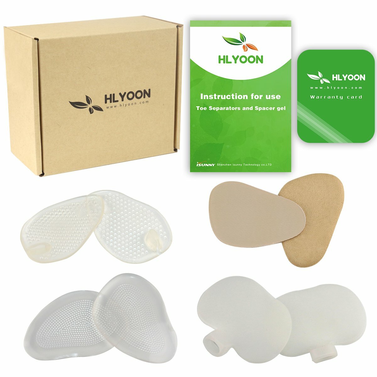 HLYOON H06 4 Pairs Gel Metatarsal Pads and Ball of Foot Cushions, Leather Forefo