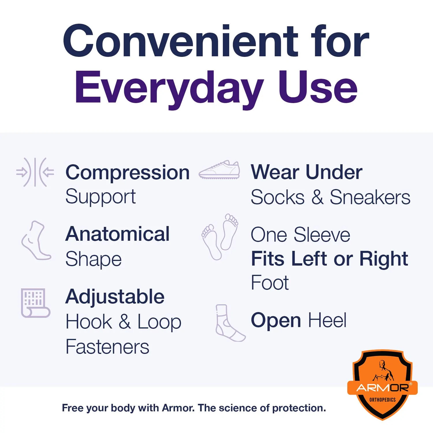 Armor® – Elastic Compression Ankle Brace with Adjustable Hook and Loop Fastener