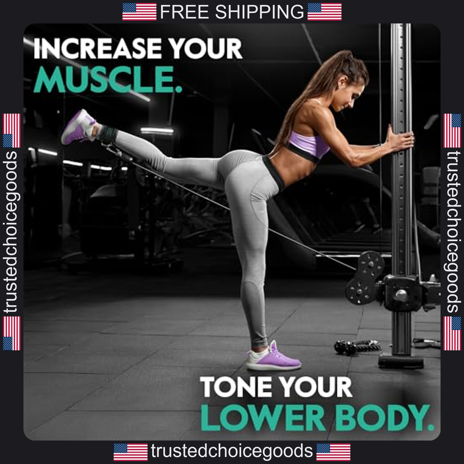 Fitgirl ankle strap for cable machine, adjustable padding, gym and home workouts
