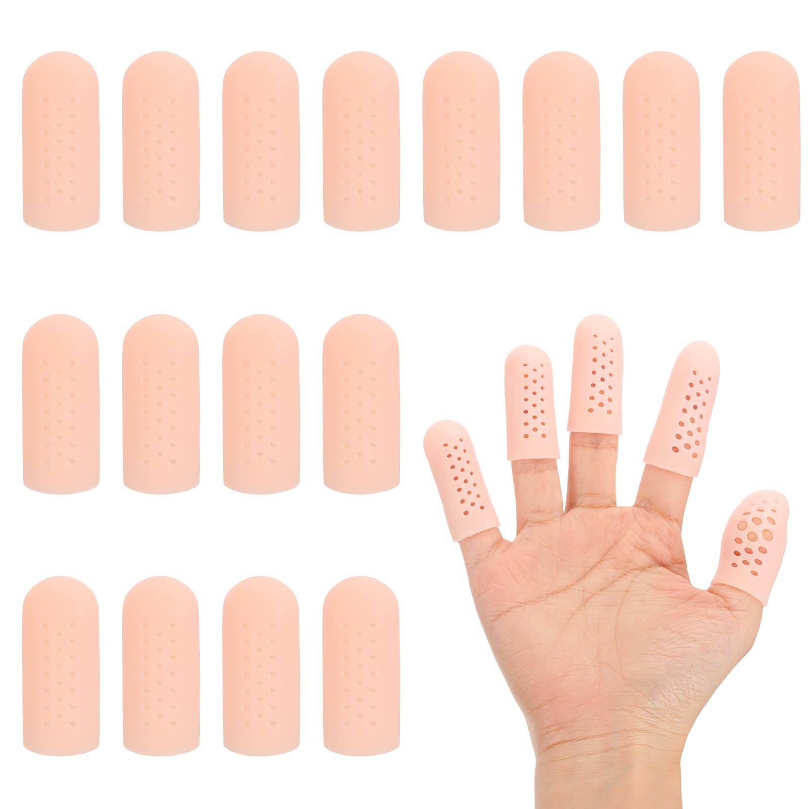 20 Pcs 2″x0.79″ Gel Finger Cots Silicone Breathable Finger Protector Beige