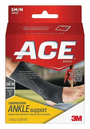 Ace Compression Ankle Support Breathable Neoprene Blend Small Medium Size 1ct