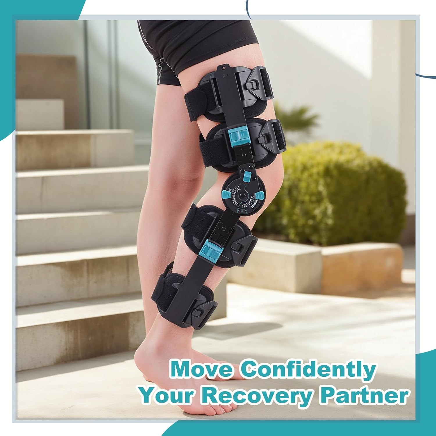 Adjustable Hinged ROM Knee Brace for Post Op Support & Injury Recovery