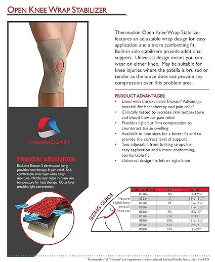 Thermoskin Open Knee Wrap Stabilizer Beige Large