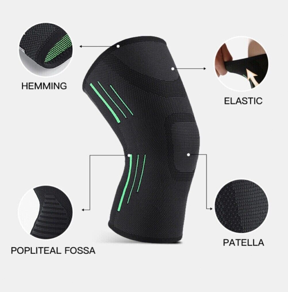 2PCS Knee Brace Sleeve Compression Support Sport Gym Joint Pain Arthritis Relief